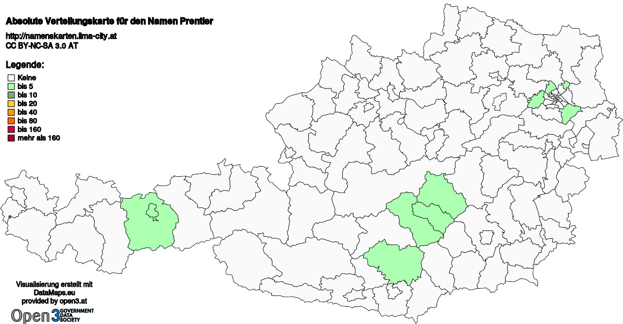 Absolute Verteilungskarten Nachnamen Prentler