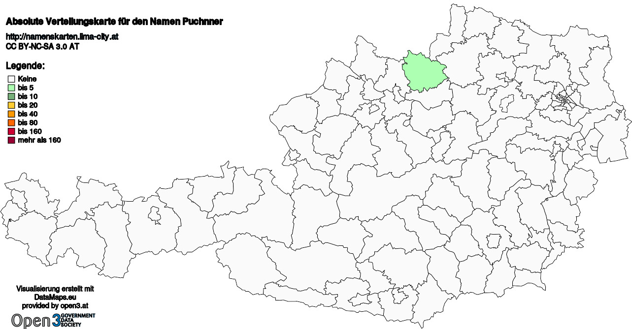 Absolute Verteilungskarten Nachnamen Puchnner