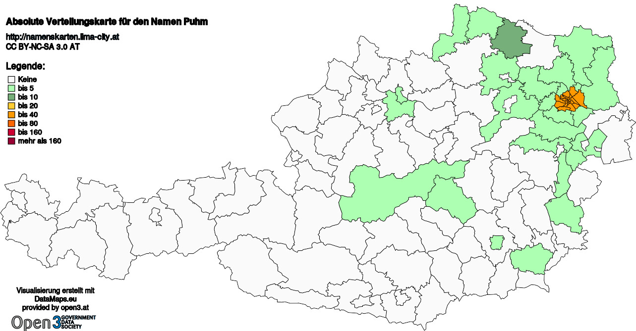 Absolute Verteilungskarten Nachnamen Puhm