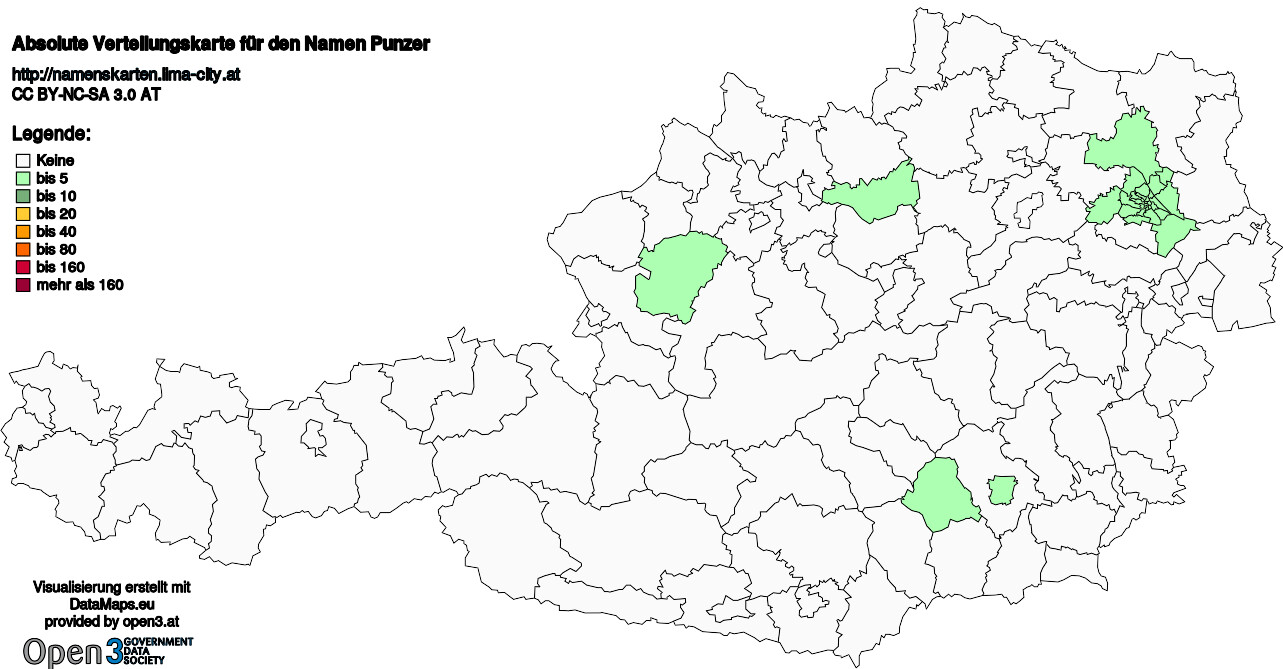 Absolute Verteilungskarten Nachnamen Punzer