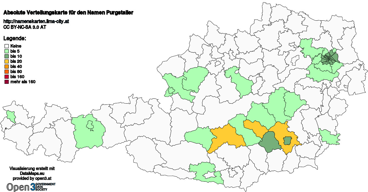 Absolute Verteilungskarten Nachnamen Purgstaller