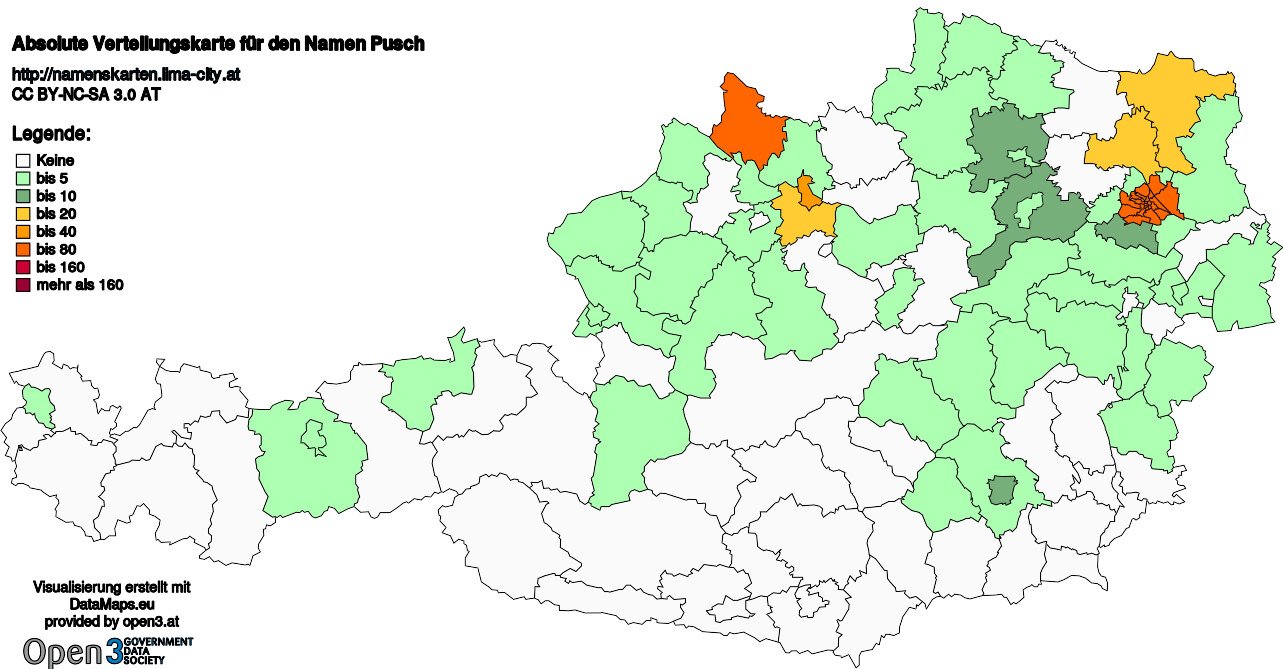 Absolute Verteilungskarten Nachnamen Pusch