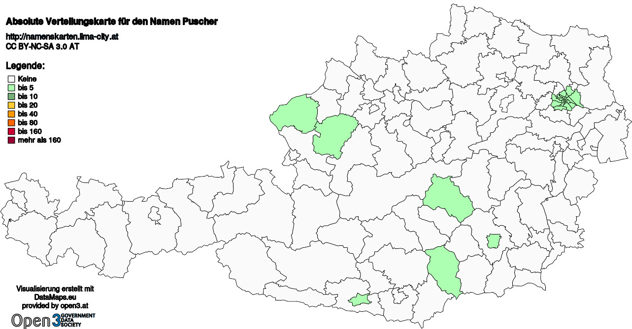 Absolute Verteilungskarten Nachnamen Puscher