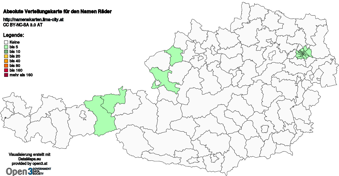 Absolute Verteilungskarten Nachnamen Räder