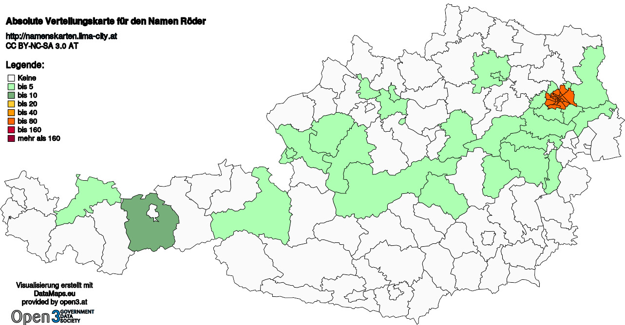 Absolute Verteilungskarten Nachnamen Röder