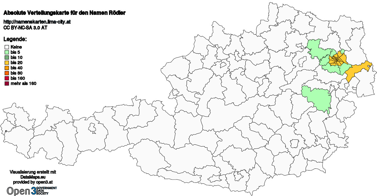 Absolute Verteilungskarten Nachnamen Rödler