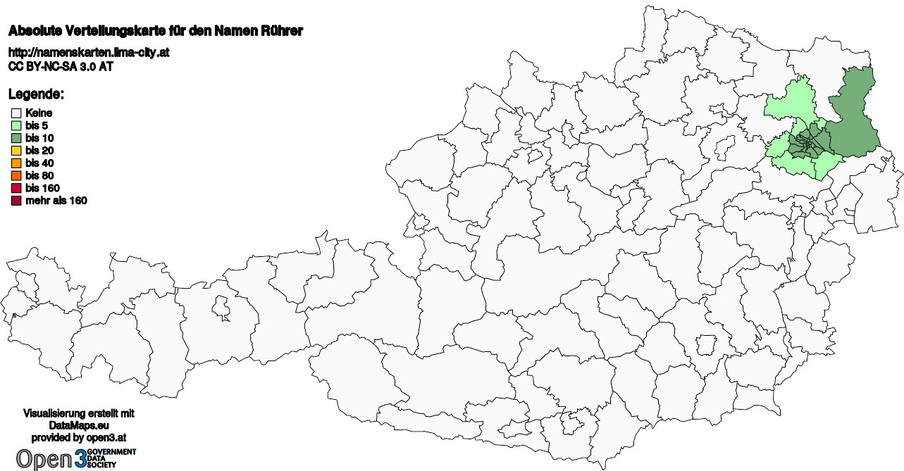 Absolute Verteilungskarten Nachnamen Rührer