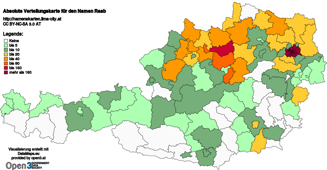 Absolute Verteilungskarten Nachnamen Raab