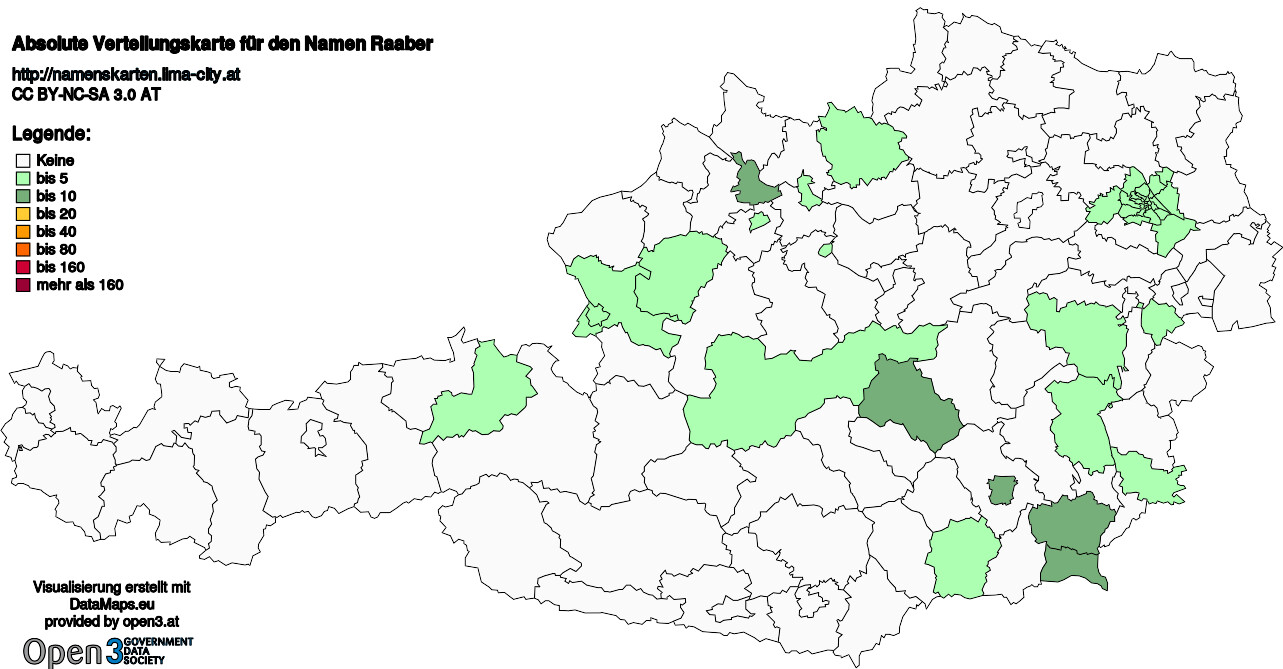 Absolute Verteilungskarten Nachnamen Raaber