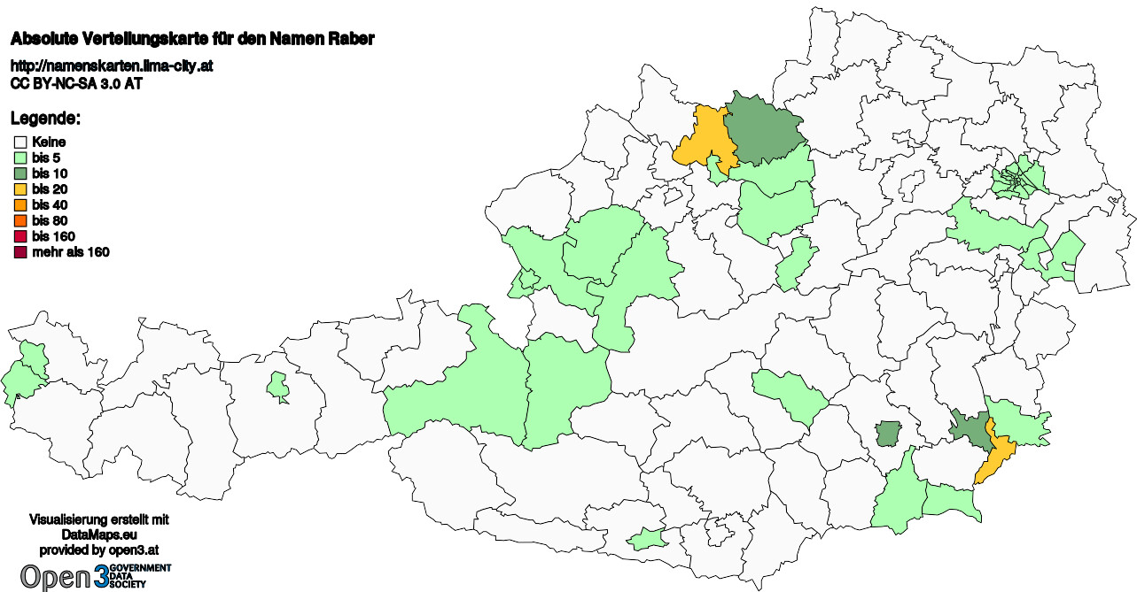 Absolute Verteilungskarten Nachnamen Raber