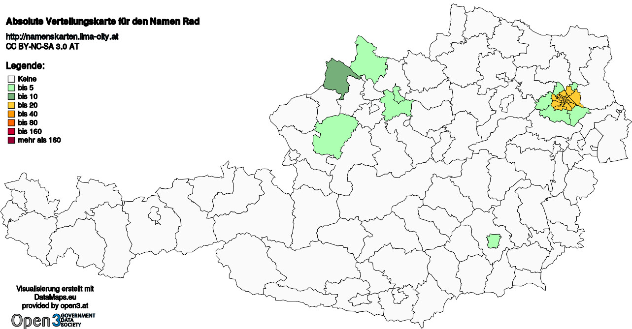Absolute Verteilungskarten Nachnamen Rad