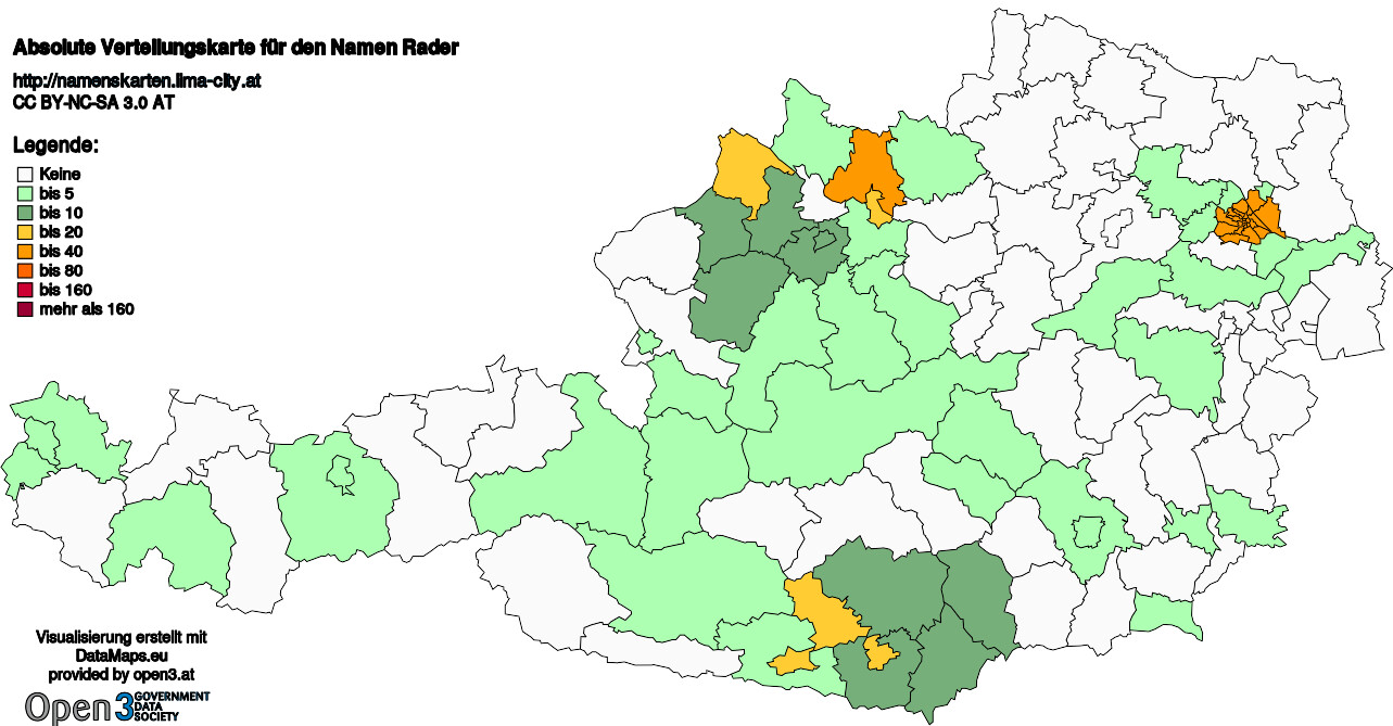 Absolute Verteilungskarten Nachnamen Rader