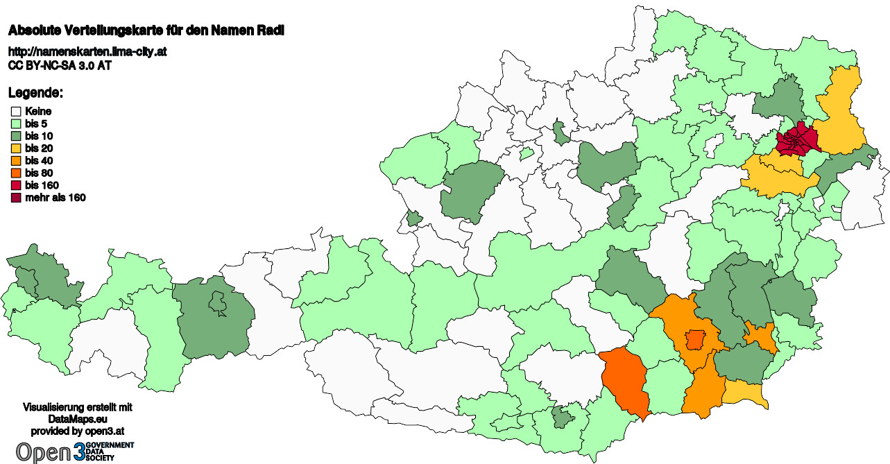 Absolute Verteilungskarten Nachnamen Radl