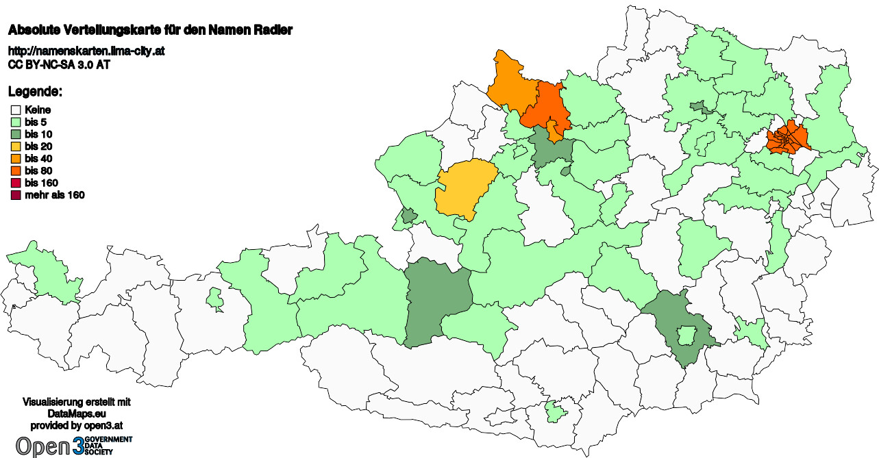 Absolute Verteilungskarten Nachnamen Radler