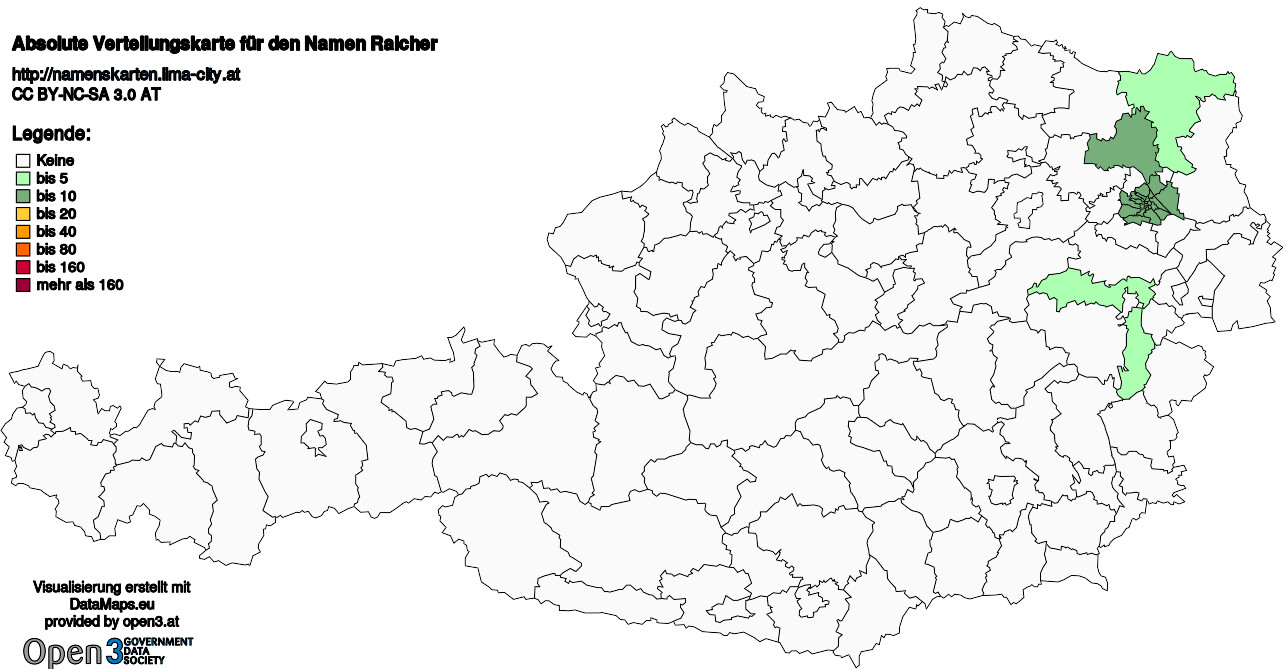 Absolute Verteilungskarten Nachnamen Raicher