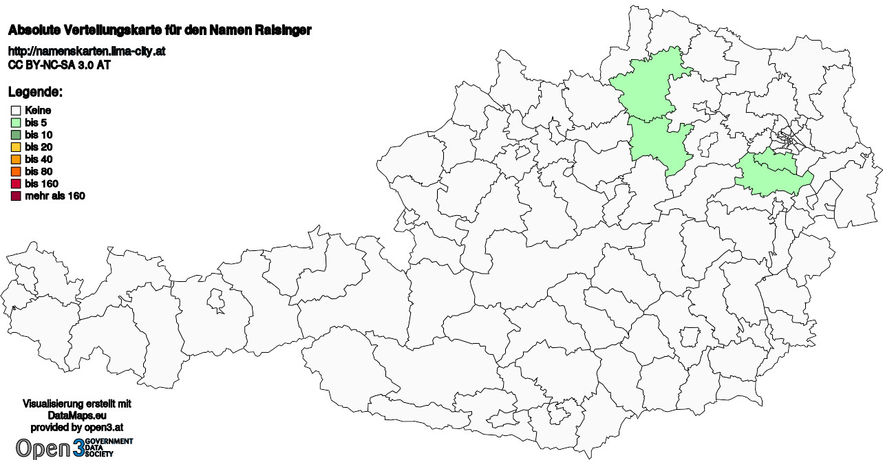 Absolute Verteilungskarten Nachnamen Raisinger