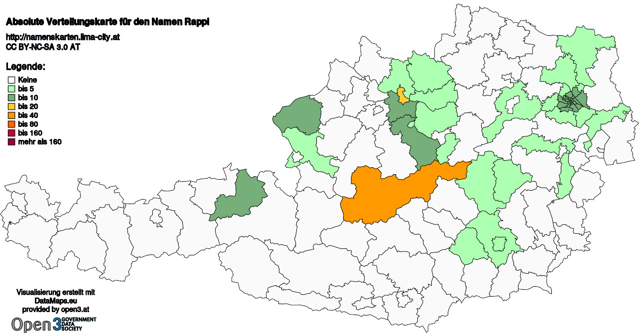 Absolute Verteilungskarten Nachnamen Rappl