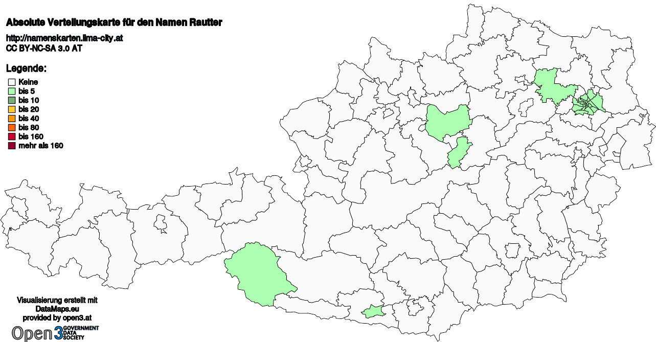 Absolute Verteilungskarten Nachnamen Rautter