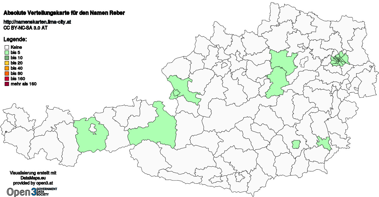 Absolute Verteilungskarten Nachnamen Reber
