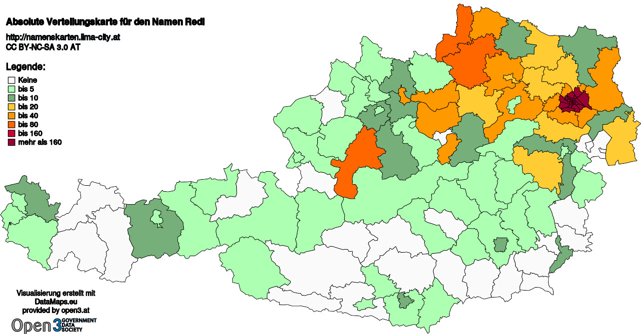 Absolute Verteilungskarten Nachnamen Redl