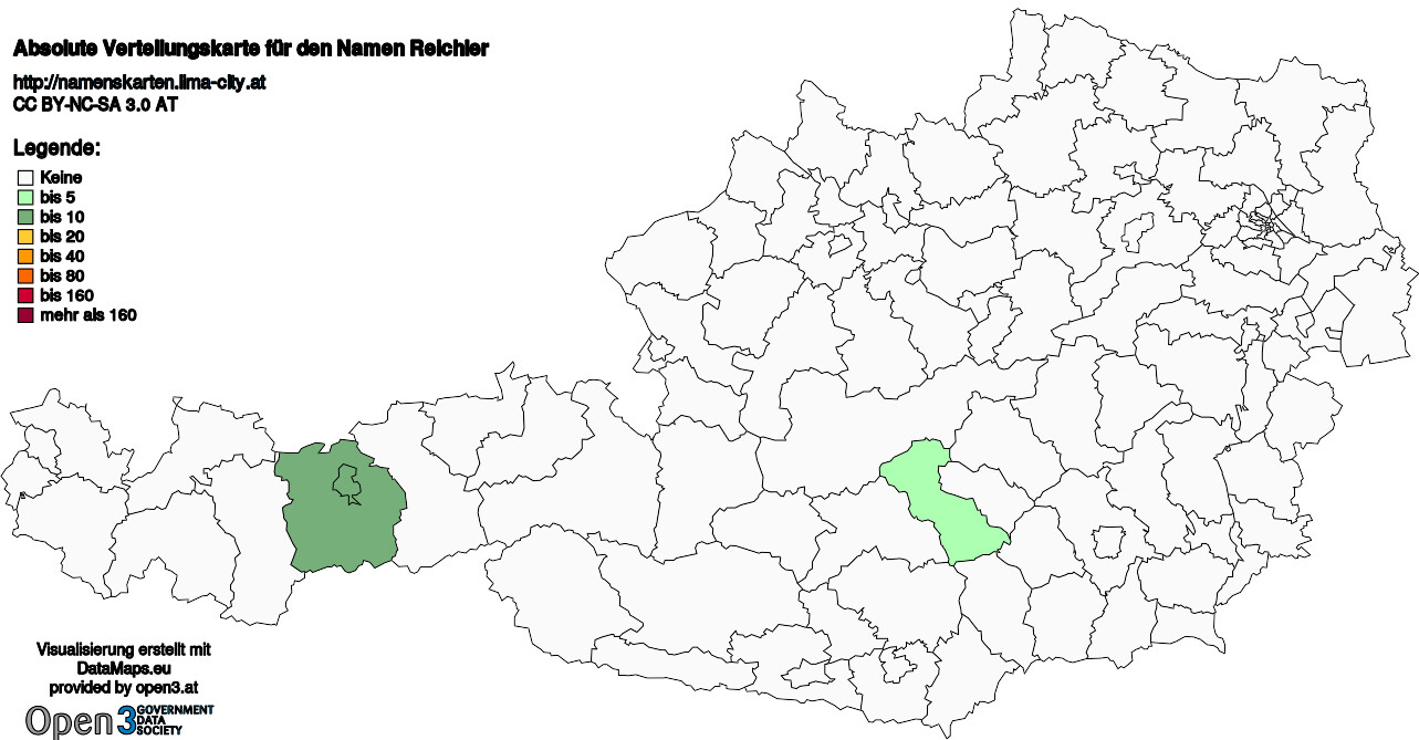 Absolute Verteilungskarten Nachnamen Reichler