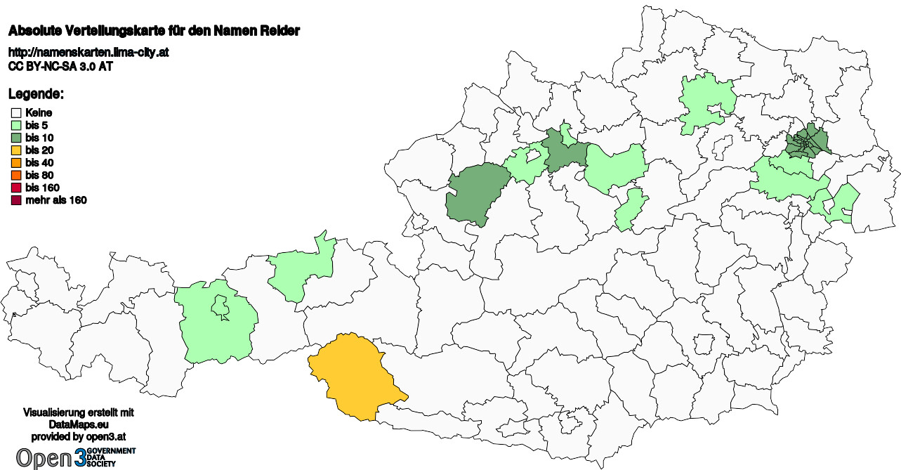 Absolute Verteilungskarten Nachnamen Reider