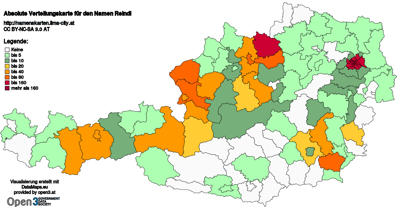 Absolute Verteilungskarten Nachnamen Reindl