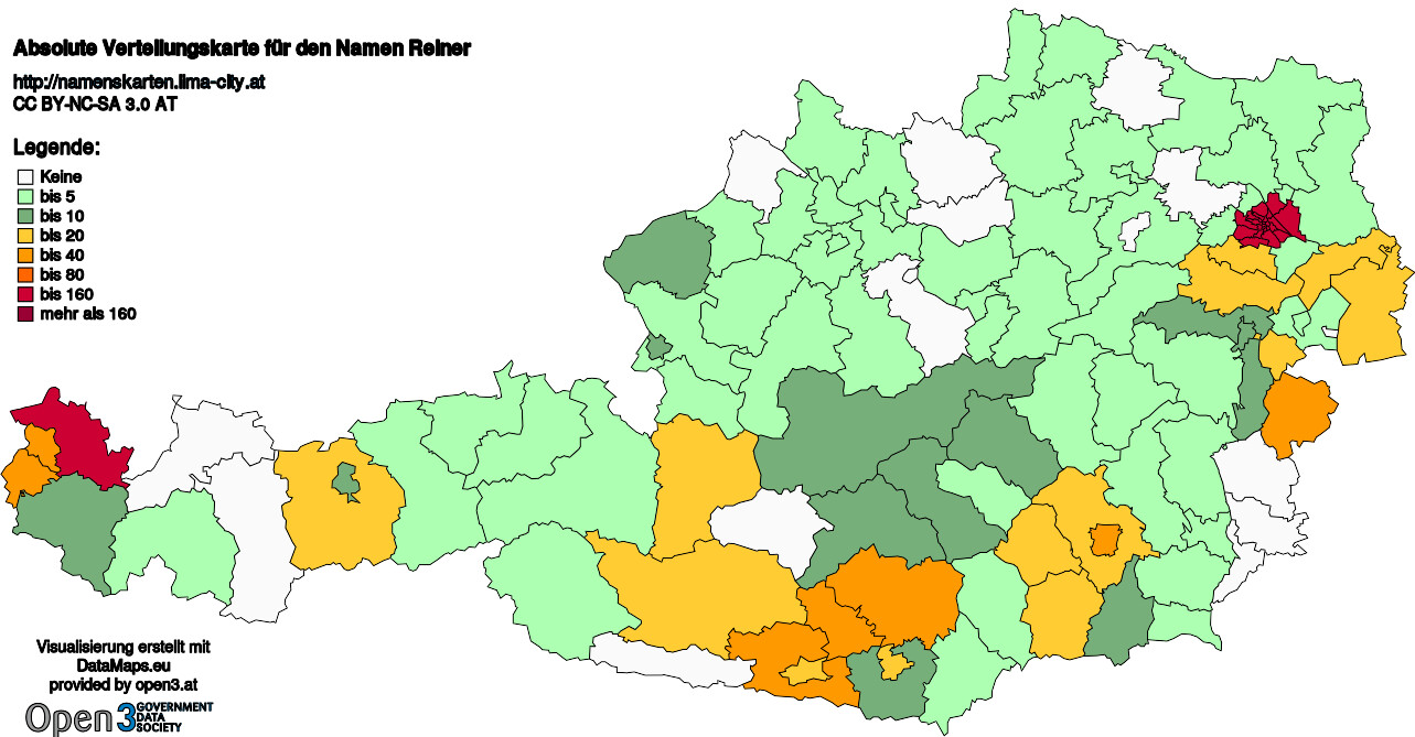 Absolute Verteilungskarten Nachnamen Reiner
