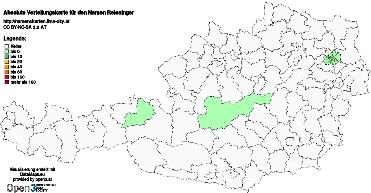 Absolute Verteilungskarten Nachnamen Reissinger