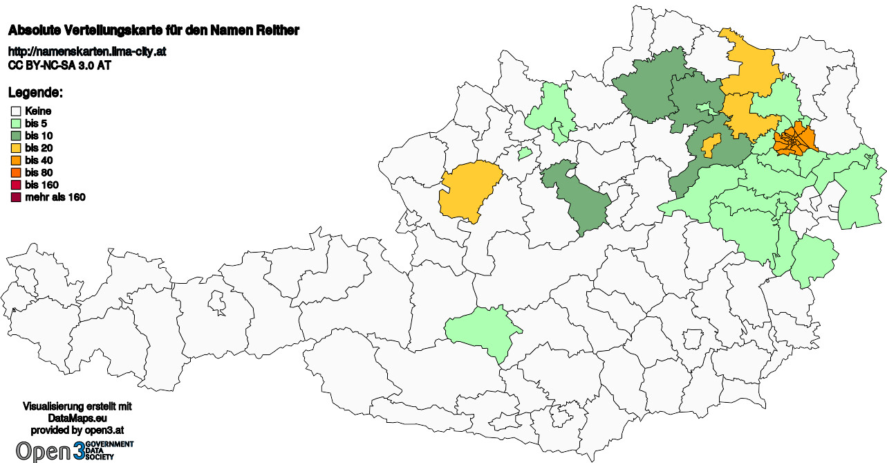 Absolute Verteilungskarten Nachnamen Reither