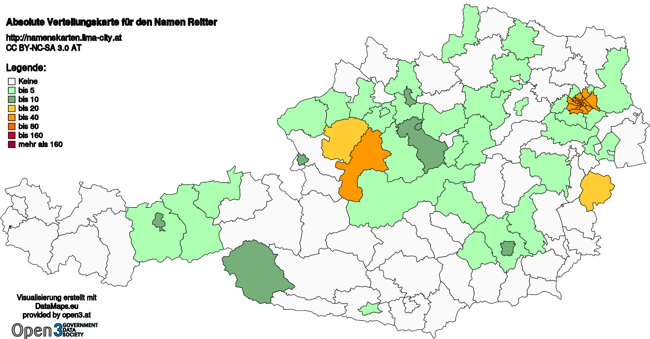 Absolute Verteilungskarten Nachnamen Reitter