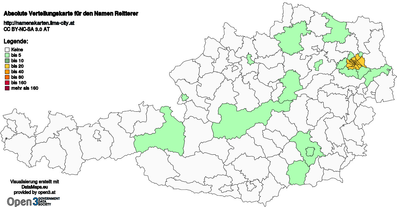 Absolute Verteilungskarten Nachnamen Reitterer