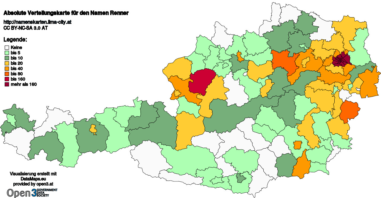 Absolute Verteilungskarten Nachnamen Renner