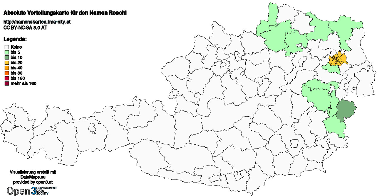Absolute Verteilungskarten Nachnamen Reschl