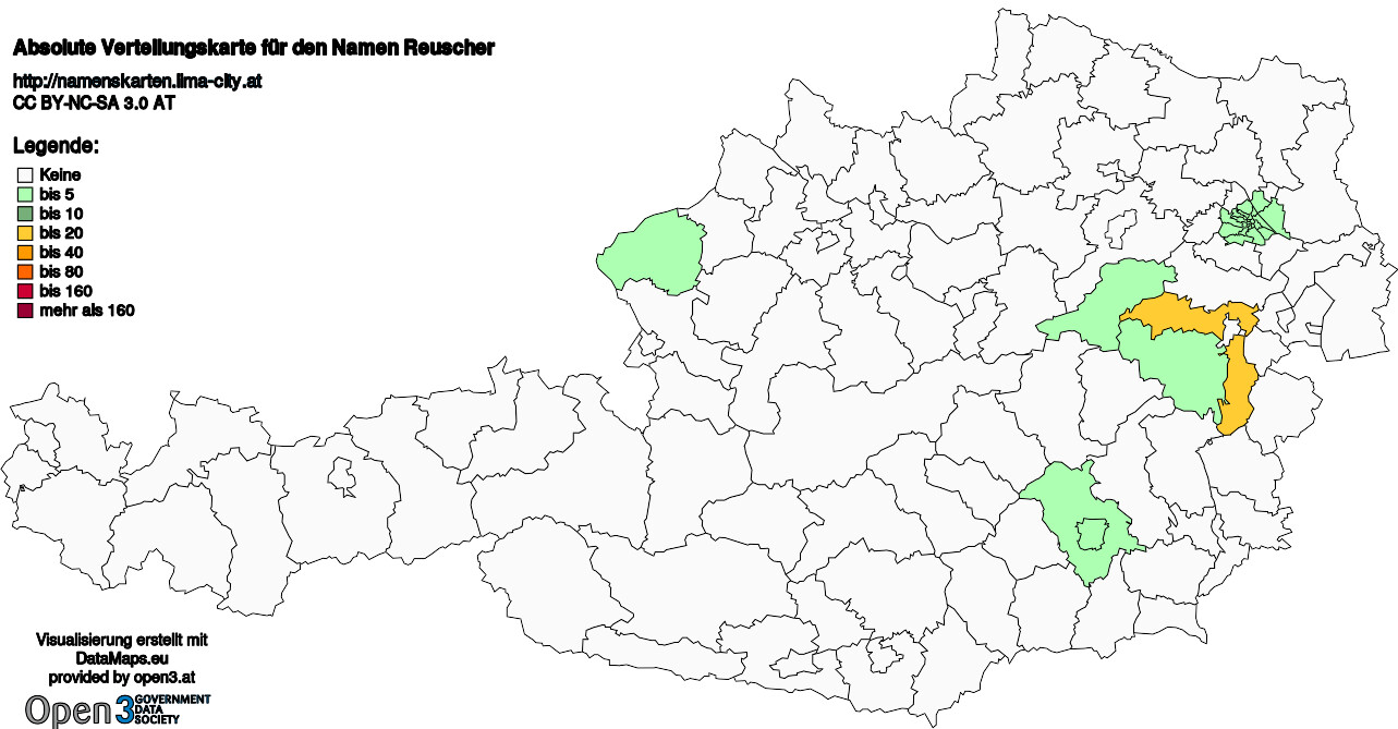 Absolute Verteilungskarten Nachnamen Reuscher