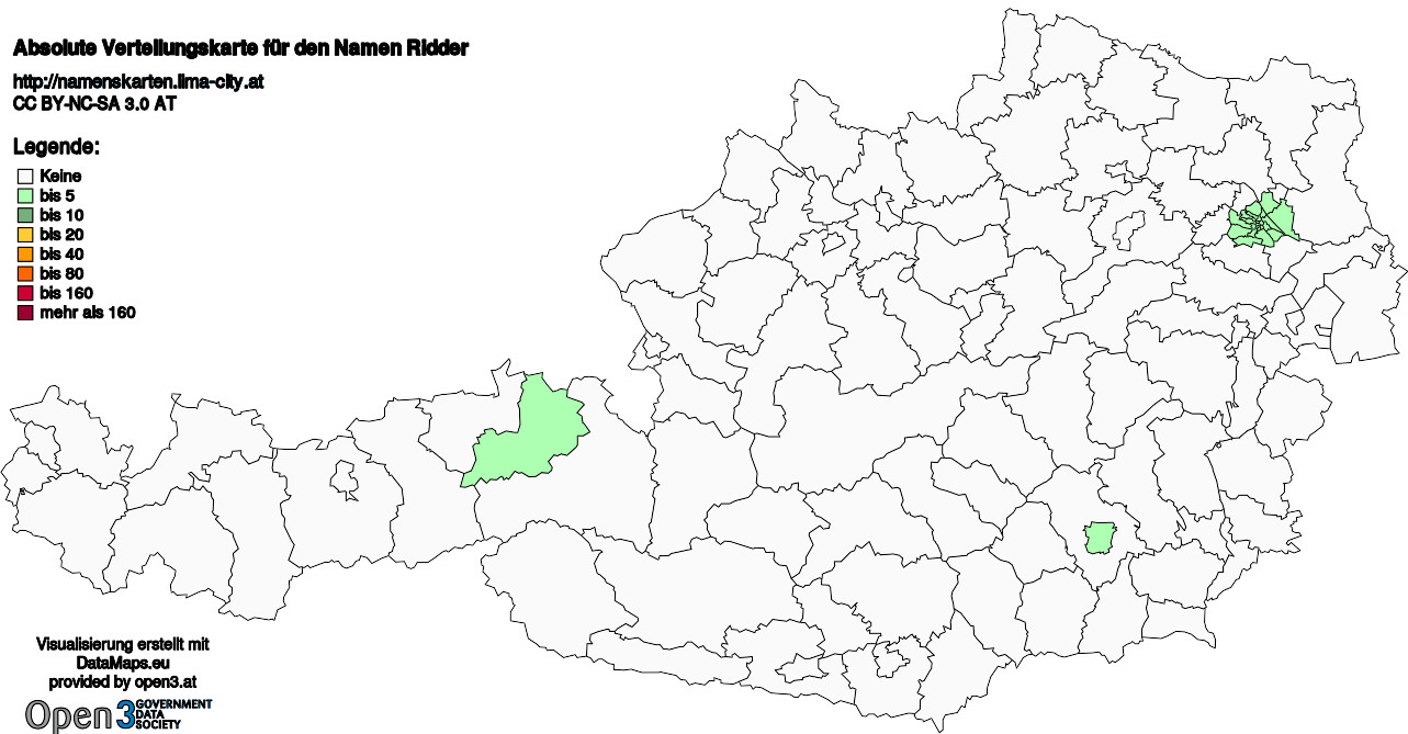 Absolute Verteilungskarten Nachnamen Ridder