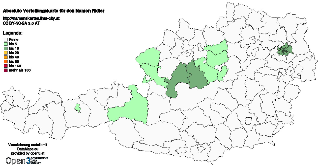 Absolute Verteilungskarten Nachnamen Ridler