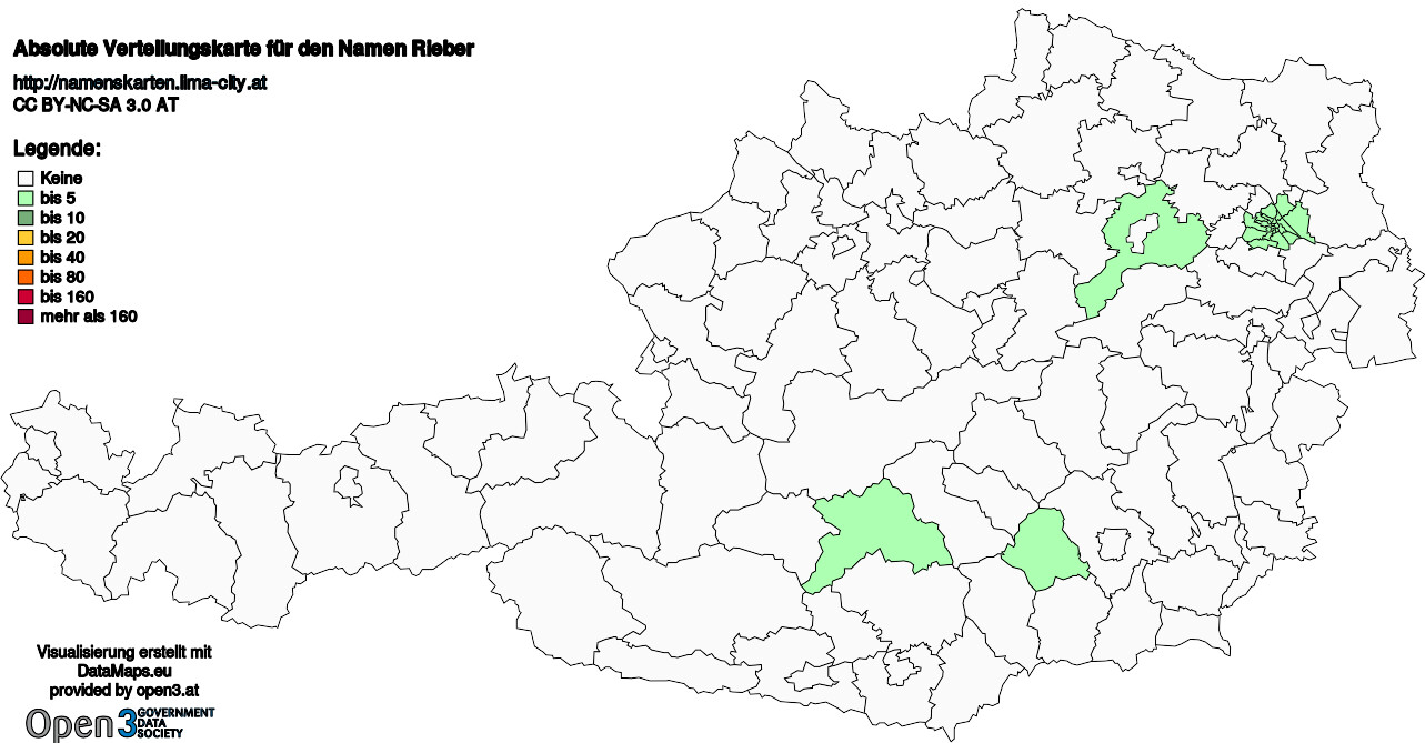Absolute Verteilungskarten Nachnamen Rieber