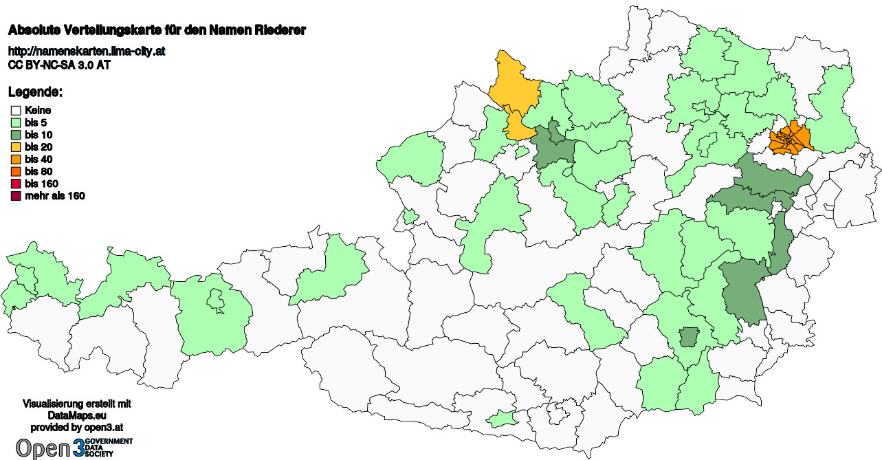 Absolute Verteilungskarten Nachnamen Riederer