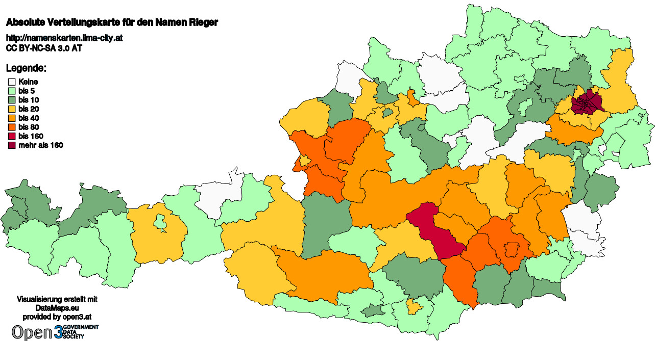 Absolute Verteilungskarten Nachnamen Rieger