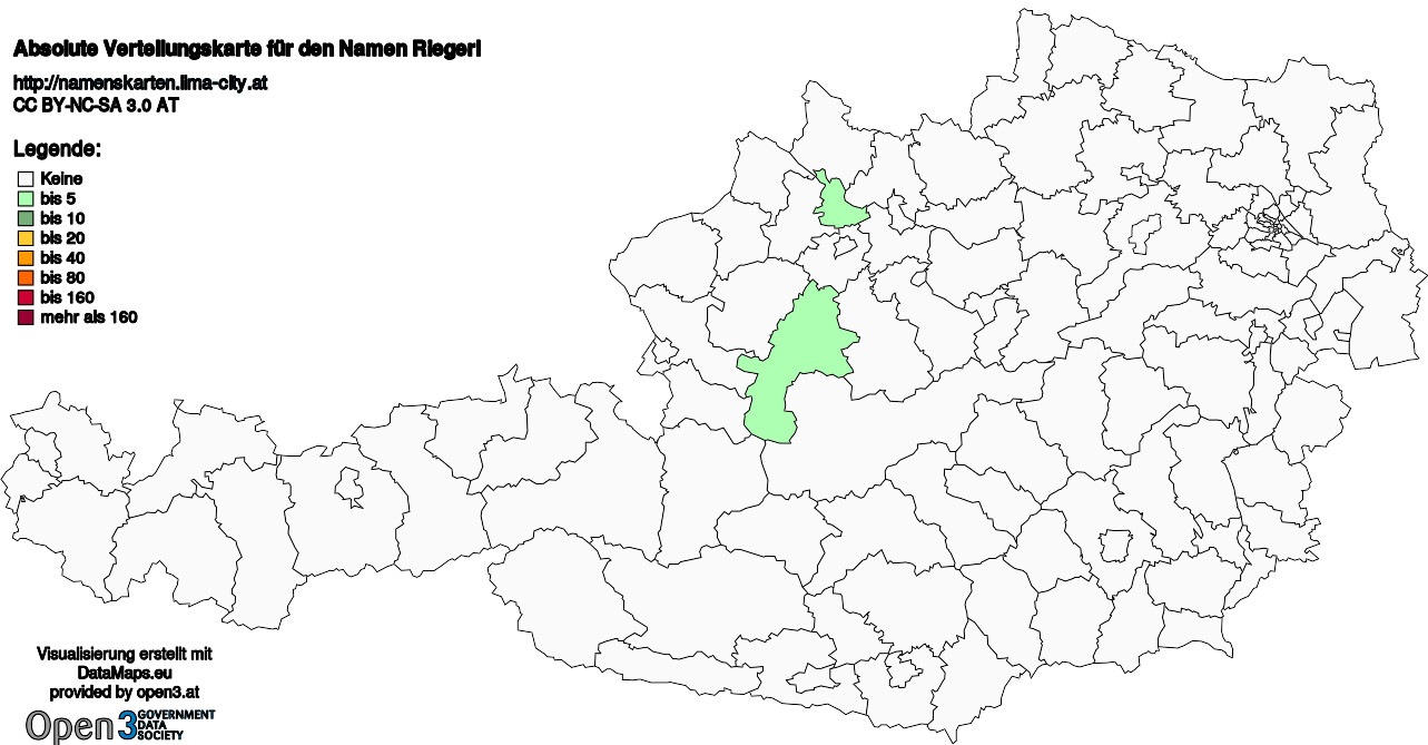 Absolute Verteilungskarten Nachnamen Riegerl