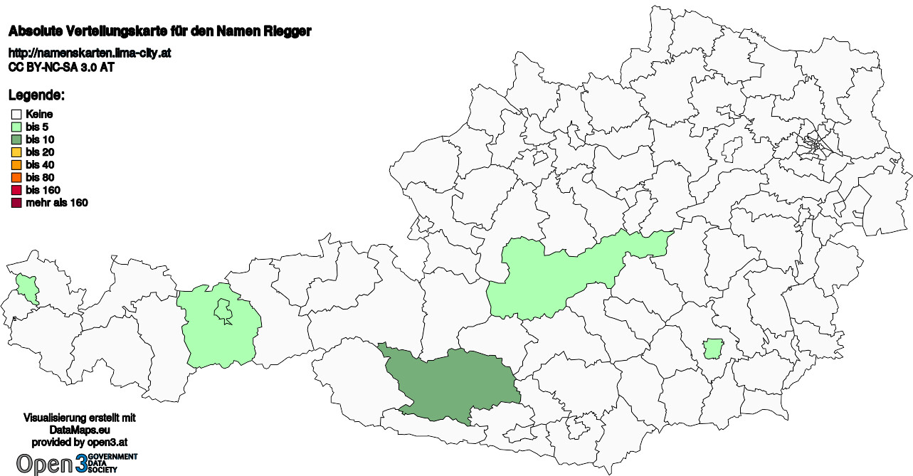 Absolute Verteilungskarten Nachnamen Riegger