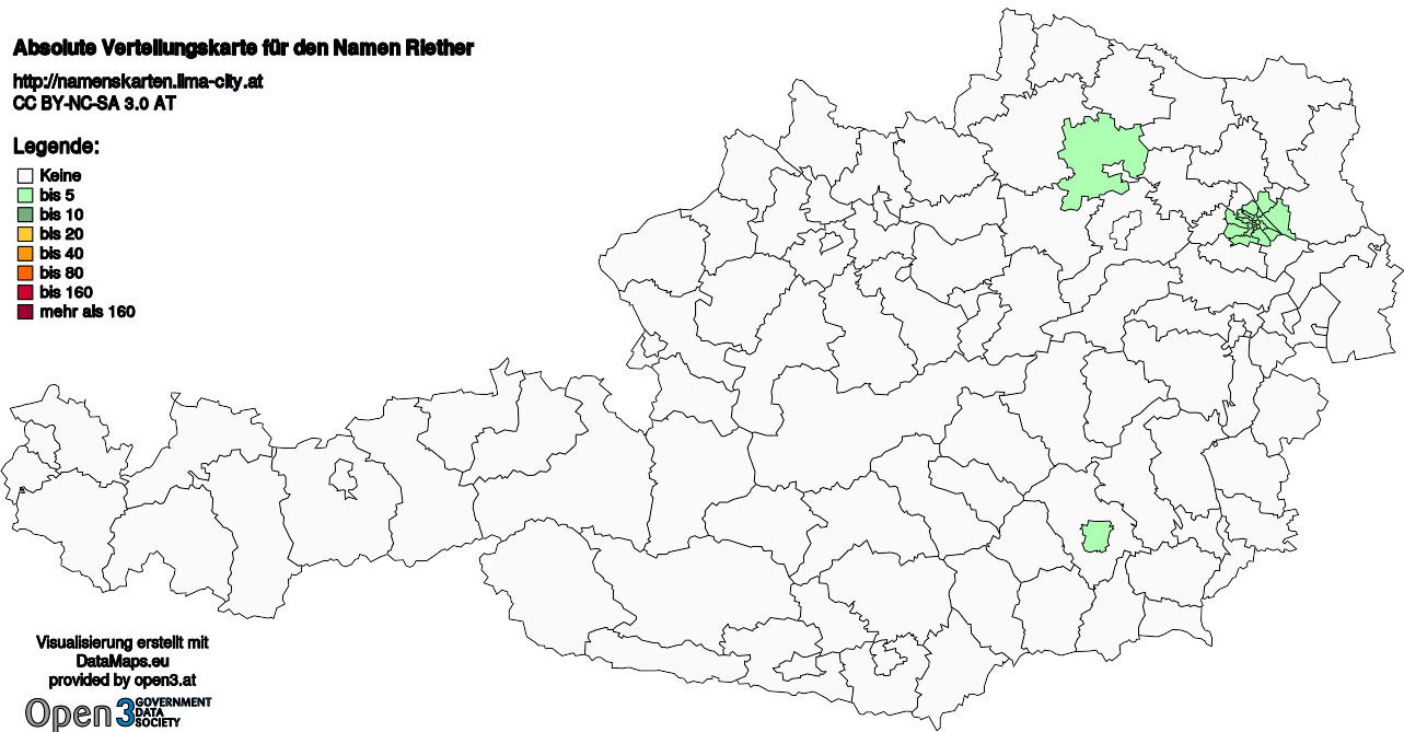 Absolute Verteilungskarten Nachnamen Riether