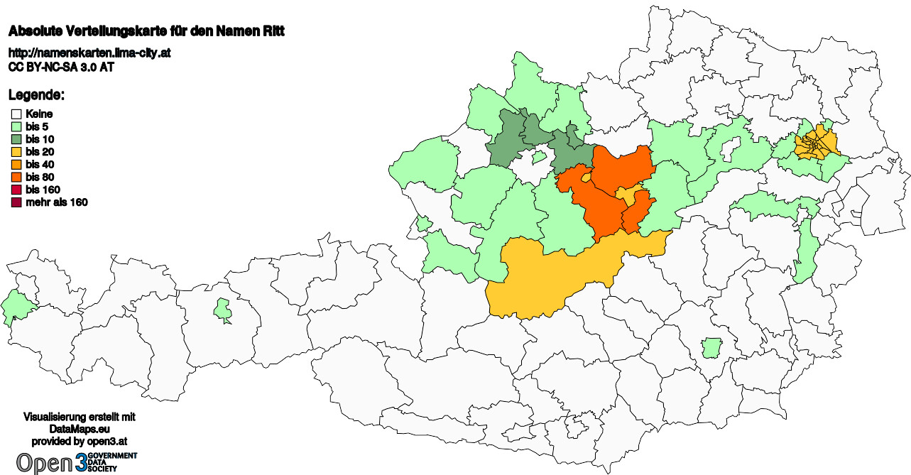 Absolute Verteilungskarten Nachnamen Ritt