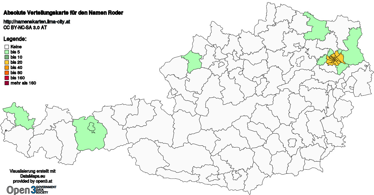 Absolute Verteilungskarten Nachnamen Roder
