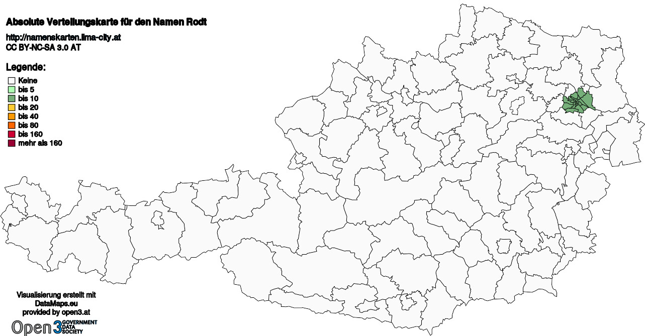 Absolute Verteilungskarten Nachnamen Rodt