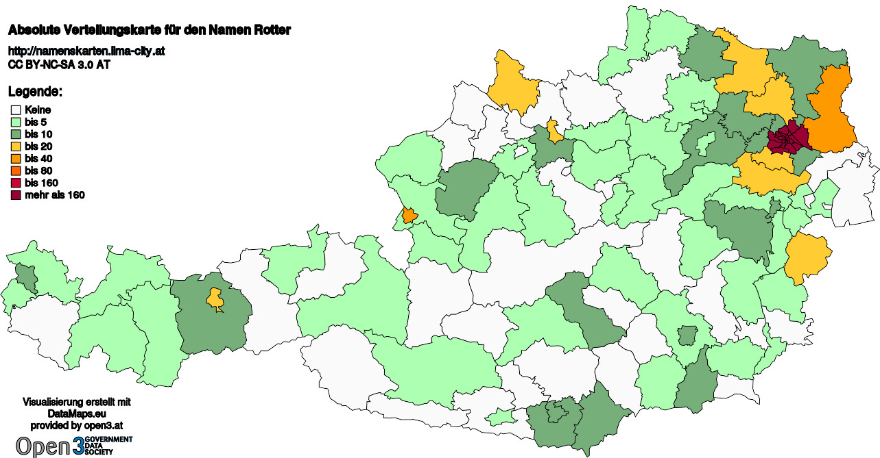 Absolute Verteilungskarten Nachnamen Rotter