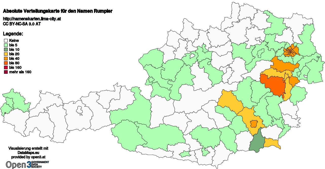 Absolute Verteilungskarten Nachnamen Rumpler