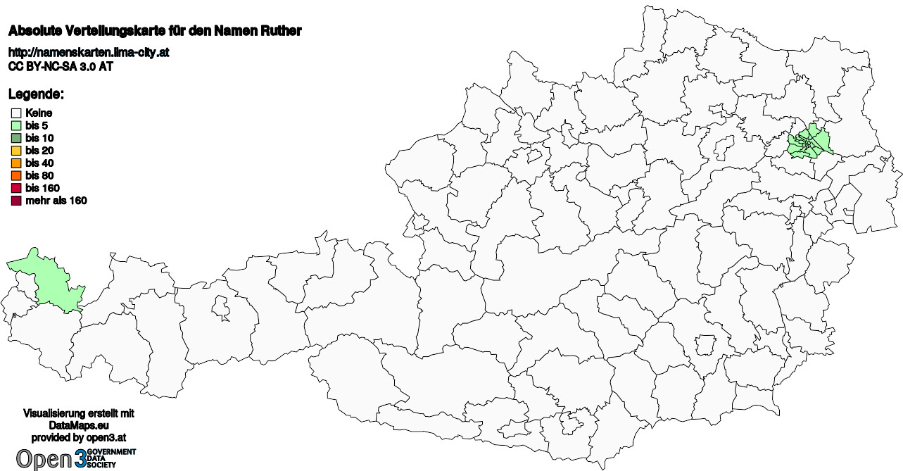 Absolute Verteilungskarten Nachnamen Ruther