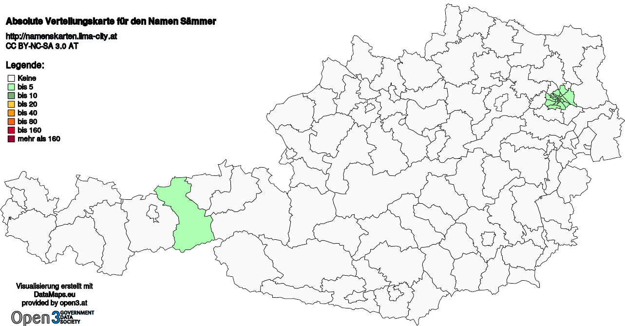 Absolute Verteilungskarten Nachnamen Sämmer